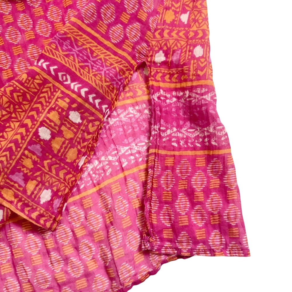 Rockflowerpaper Tunic Women Size M Pink Orange Tribal Print Cotton Tassel Boho - Picture 4 of 7